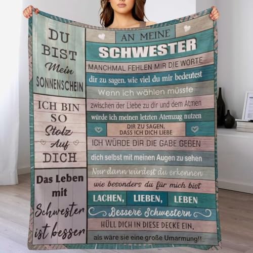 PJLJC Geschenke für Schwester Decken, Weihnachten Geburtstagsgeschenke für Schwester, Flauschig Flanell Decke für Schwester, Kuscheldecken Geschenke150x220CM PJLJC Geschenke für Schwester Decken, Weihnachten Geburtstagsgeschenke für Schwester, Flauschig Flanell Decke für Schwester, Kuscheldecken Geschenke150x220CM von PJLJC