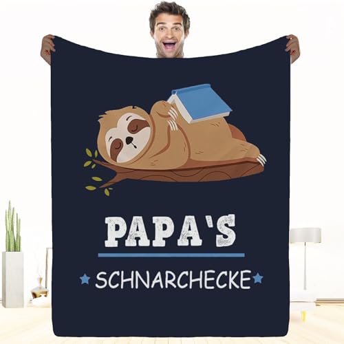 PJLJC Kuscheldecke Papa Geschenk, Vatertagsgeschenk für Papa, Eine weiche Faultier-Flanelldecke für Meinen Vater, für Papa personalisiert Decke Fleecedecke 150 * 200cm von PJLJC