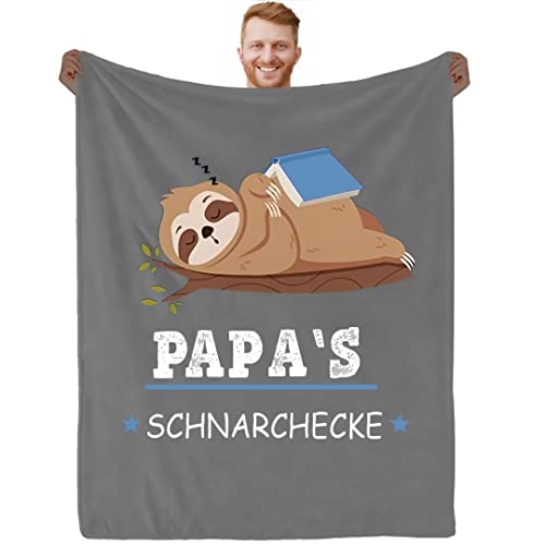 PJLJC Kuscheldecke Papa Geschenk, Eine weiche Faultier-Flanelldecke für Meinen Vater, für Papa personalisiert Decke,Hochwertige Wohndecke, Sofadecke, Fleecedecke, Geburtstags von PJLJC