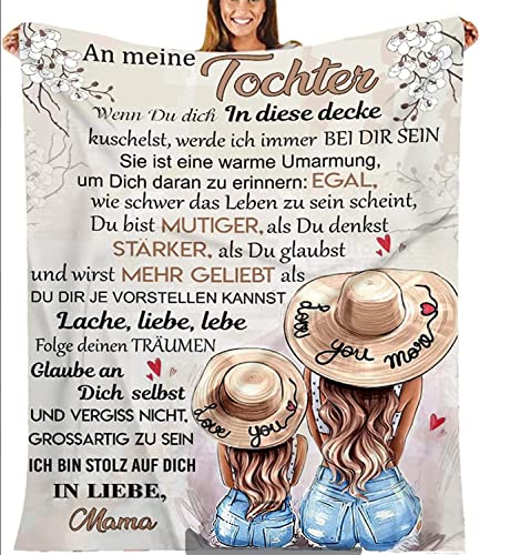 PJLJC Kuscheldecke Personalisiert Decke an Meine Tochter, Tochter Geschenke von Mama, Super Weiche Decke Flanell Flauschigedecke/Sofa/Couch/Wohnzimmerdecke,Mama zu tochter5,150 * 200cm von PJLJC