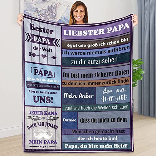 PJLJC Personalisierte Decke Geschenke an Meinen Papa von Sohn Tochter ，für Vater Super Weiche Decke Flanell ，Vatertagsgeschenk Geburtstagsgeschenk von PJLJC