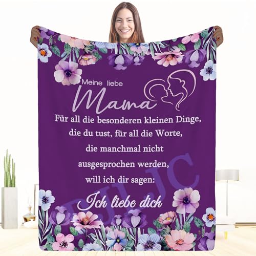 PJLJC Personalisierte Decke für Mama, Flauschig Flanelldecke Geschenk für Mutter, Muttertagsgeschenk Geburtstagsgeschenk,Lila-150 * 200cm von PJLJC