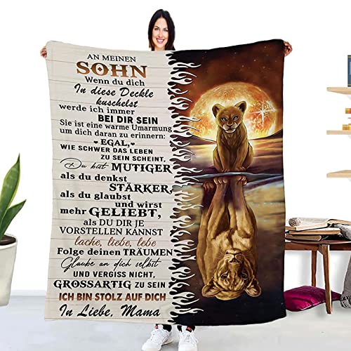 PJLJC Personalisierte Kuscheldecke Geschenke für Sohn von Mutter, Decke für Meinen Sohn von Mama, Flanelldecke ist sehr Weich und Bequem, Geburtstag Weihnachten Geschenk von PJLJC