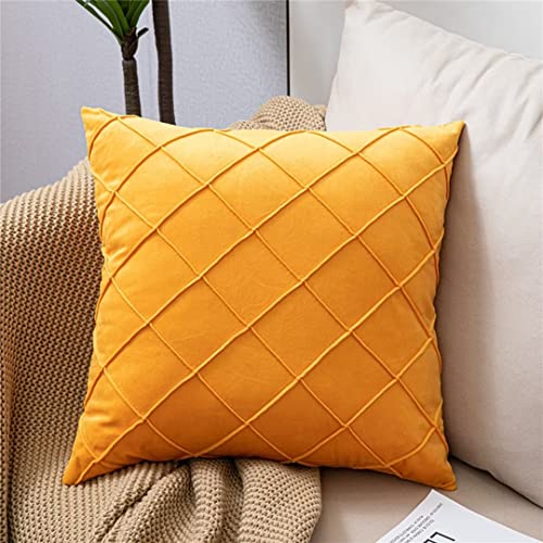 PJLJC Samt Kissenbezug Sofakissenbezug 45x45cm, Kissenbezug Sofakissen Dekorativ Couchkissen, Orange Karierter- KissenhüLlen 18x18 Inch von PJLJC