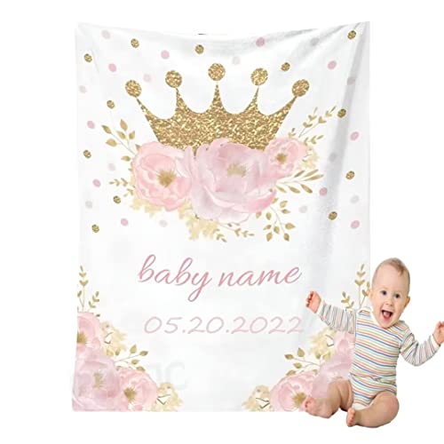 PJLJC personalisierte kuscheldecke Baby Name Decke，Flanell-Decke mit dem Namen und Geburtsdatum Ihres Kindes Geburt jeden kleinen Jungen oder Mädchen von PJLJC