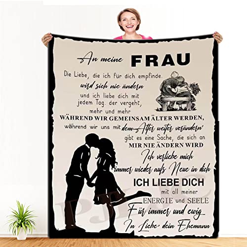 Kuscheldecke Personalisierte Decke An Meine Ehefrau, Hochzeitstag Jahrestag Geburtstag Valentinstag Liebe Geschenke für Frauen, Decke An Meine Frau Von Ehemann, Super Weiche Kuscheldecke Flanelldecke von PJLJC