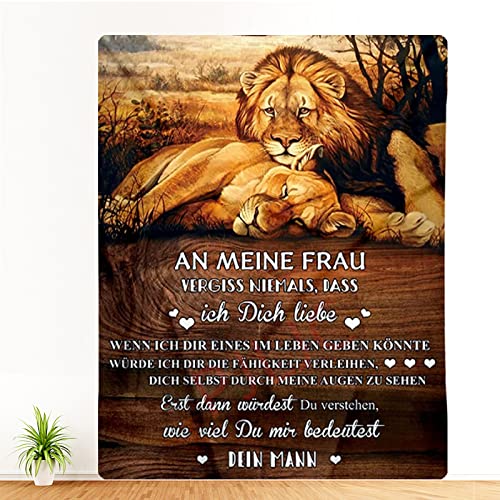 PJLJC Personalisierte Decke Geschenk für Meine Frau, Hochzeitstag Jahrestag Geburtstag Valentinstag Liebe Geschenke für Frauen, Decke An Meine Frau Von Ehemann, Super Weiche Kuscheldecke Flanelldecke von PJLJC