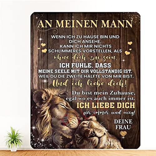 PJLJC Personalisierte Decke Geschenk für Meinen Mann, Hochzeitstag Jahrestag Geburtstag Valentinstag Liebe Geschenke für Mann, Decke An Meinen Mann, Super Weiche Kuscheldecke Flanelldecke von PJLJC