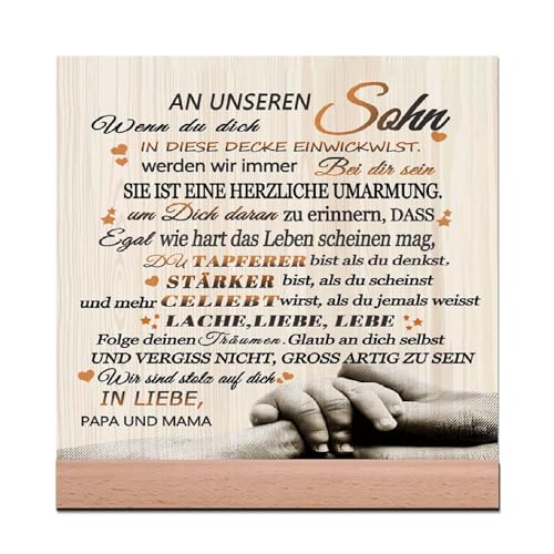 Personalisierte Geschenke für Sohn, Geschenke An unseren Sohn Von Papa Mama, Handgemachte Holzschilder Heimat Dekoration,Geschenke für Sohn Weihnachten Geburtstagsgeschenk von PJLJC