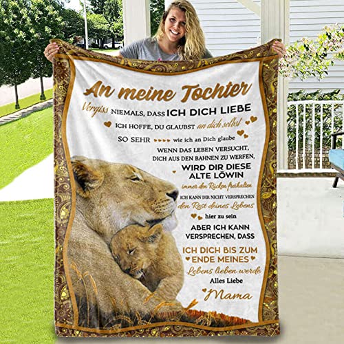 PJLJC Personalisierte Kuscheldecke An Meinen Tochter Von Mama, Deutsche Mama für Tochter Super Weiche Flanell Decke, Luftpost Decke Positiv Ermutigen Sie Ihre Tochter, 150 x 220cm von PJLJC