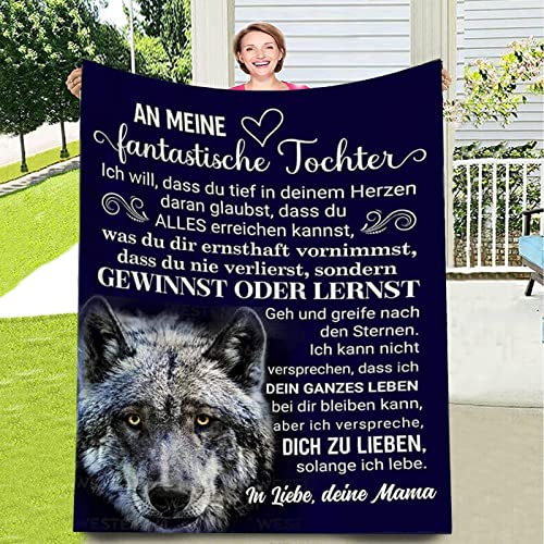 Personalisierte Kuscheldecke An Meinen Tochter Von Mama, Deutsche Mama für Tochter Super Weiche Flanell decke, Luftpost Decke Positiv Ermutigen Sie Ihre Tochter zur Liebe Geeignet für Sofa Reisen von PJLJC