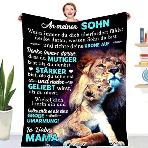 PJLJC Personalisierte Kuscheldecke Geschenke an Meinen Sohn von Mutter, Super Weiche Decke, Decke von Mama zu Sohn Luftpost Decke Positiv Ermutigen Sie Ihre Sohn zur Liebe Geeignet für Sofa von PJLJC