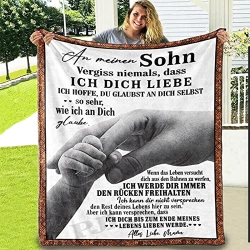 PJLJC Personalisierte Kuscheldecke Geschenke an Meinen Sohn von Mutter, Super Weiche Decke, Decke von Mama zu Sohn Luftpost Decke Positiv Ermutigen Sie Ihre Sohn zur Liebe von PJLJC