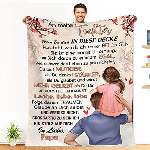 Personalisierte Kuscheldecke an Meine Tochter Von Papa, Super Weiche Decke, Geschenk von Vater an die Tochter Luftpost Decke Positiv Ermutigen Sie Ihre Mädchen Geburtstag Geschenke 150x200cm von PJLJC