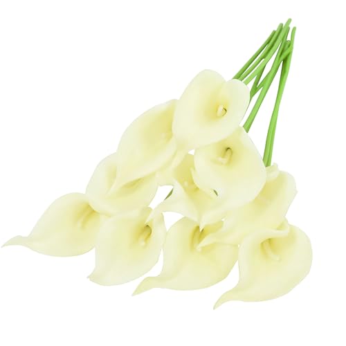 PJQUEKAIPJ Nahezu natürlich 5/10 Stück Kunstblumen Calla-Lilien PU Real Touch Tulpen Blumensträuße for Hochzeit Braut Home Deco Künstliche Blumen(F03,10PCS) von PJQUEKAIPJ