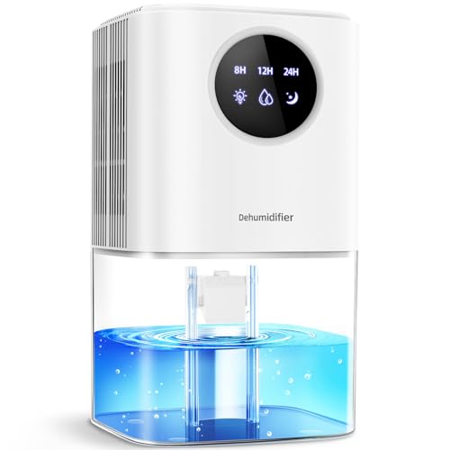 Luftentfeuchter Elektrisch Wohnung, PKBOSS 1700ml Dehumidifier Leise Klein Raumentfeuchter mit 7 Farben Nachtlicht & Zeitschaltuhr für Schlafzimmer Badezimmer Küche, Gegen Schimmel, Weiß von PKBOSS