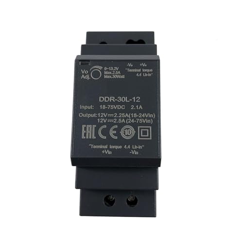 DDR-30L-12 DC-DC-DC-Wandler, Eingang 18-75 V DC zu 12 V DC, 2,5 A, Stromversorgung 30 W (24 V/36 V/48 V DC auf 12 V DC) von PKHDLYEU