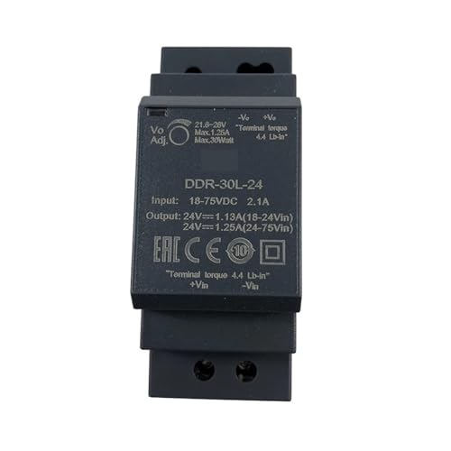 DDR-30L-24 DIN-Schienen-DC-Wandler Eingang 18-75 V DC auf 24 V DC Netzteil 1,25 A 30 W (24 V/36 V/48 V DC zu 24 V DC) von PKHDLYEU