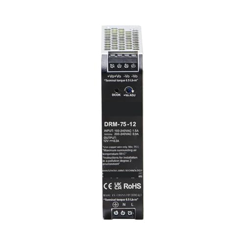 DRM Schienenmontierte Industrienetzteile 75W 150W 240W 500W 12V 24V 48V (Size:12V,Color:75W) von PKHDLYEU