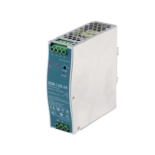 PKHDLYEU 2PCS EDR-120 Industrielles Netzteil auf DIN-Schiene AC zu DC 12V 24V 48V 120W Single Output Switching Netzteil mit PFC (Color : EDR-120(2PCS), Size : 12V_120W) von PKHDLYEU