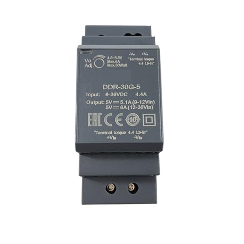 PKHDLYEU DDR-30G-5 30 W DIN-Schienen-DC-DC-Wandler Eingang 9-36 V DC zu 5 V DC Netzteil 6 A 30 W (DC 12/24 V DC zu 5 V DC) von PKHDLYEU