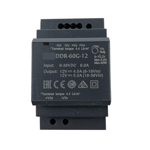 PKHDLYEU DDR-60G-12 60 W DIN-Schienen-DC-DC-Wandler Eingang 9-36 V DC zu 12 V DC Netzteil 5 A 60 W (12 V/24 V DC zu 12 V DC) von PKHDLYEU