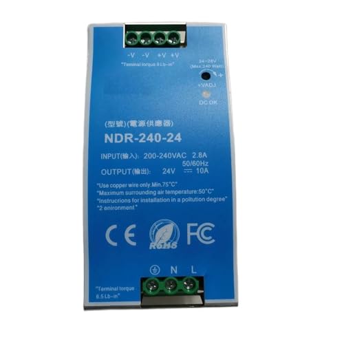 PKHDLYEU Das Schaltnetzteil auf DIN-Schiene NDR-240 12 V 24 V ist einfach zu installieren und zu bedienen, nimmt wenig Platz ein (Farbe: NDR-240-24 24 V) von PKHDLYEU