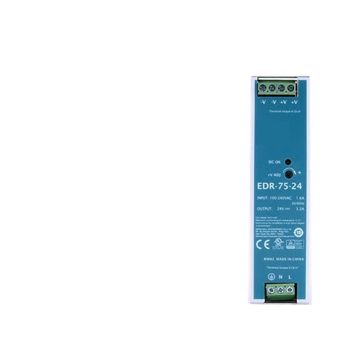 PKHDLYEU Industrielles Hutschienen-Schaltnetzteil EDR-75 120 150-Serie 12V 24V 48V DC 75W 120W 150W (Color : EDR-75-24 24V 75W) von PKHDLYEU