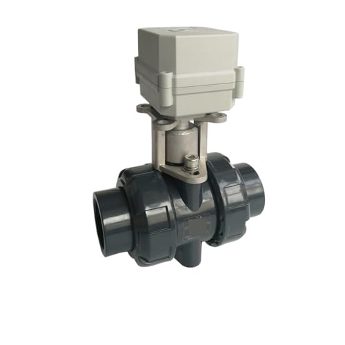 PKHDLYEU Motorisierte Ventile DC12V/24V PVC DN40 Betätigtes Ventil BSP/NPT 11/2'' Motorisierter Kugelhahn TF40-P2-C 10NM EIN/Aus 15 Sek. Metallgetriebe CE, IP67(BSP,DC12V_CR501) von PKHDLYEU