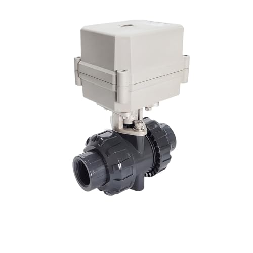 PKHDLYEU Motorisierte Ventile DN20 UPVC Elektroventil DC12V/24V 2/3/5 Drähte 10NM EIN/Aus 15 Sek. Metallgetriebe for chemische Flüssigkeiten(Glue End,D24V_CR201) von PKHDLYEU
