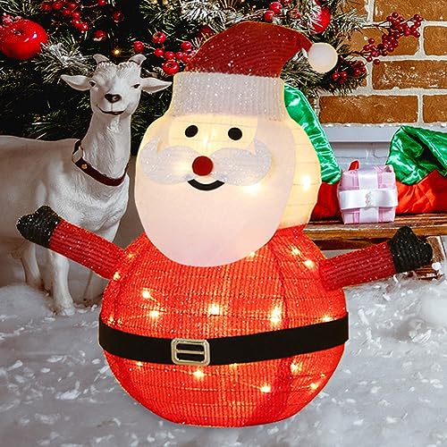 LED Weihnachts Pinguin Weihnachtsdeko, 65cm Weihnachtsbeleuchtung Außen Figuren, Integrierten Warmweiße LEDs Zusammenfaltbar für Innen und Außen Gartendekoration (Weihnachtsmann-Warm) von PKKP