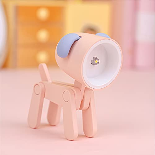 PKKP 1 Stück Mini Nachtlicht Hund, LED Nettes Nachtlicht mit Handyhalter, Kreative Cartoon Dinos Hund und Hirsch Faltbare Kleine Tischlampe mit Batterie für Kinderstudenten von PKKP