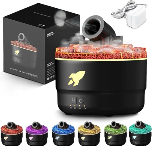 PKKP Aroma Diffuser, 7 Farben LED Cannon Humidifier, 280ML USB Geräuschloser Diffusor mit 2 Nebelmodi 3 Timing-Stufen, Luftbefeuchter DuftöL Diffuser für Zuhause Büro Schlafzimmer (Schwarz) von PKKP