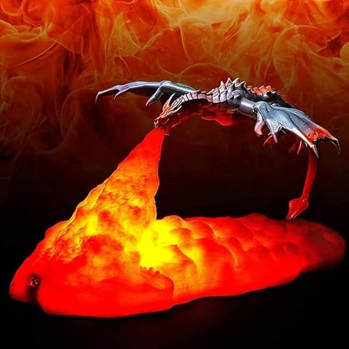 PKKP Drachen Nachtlicht für Kinder, 3D LED Realistisches Drachen-Nachtlicht USB Aufladbar, Drachenlampe aus 3D-Drucktechnik, Weihnachtsgeschenke für Mädchen Junge Wohnzimmer Schlafzimmer Dekor von PKKP