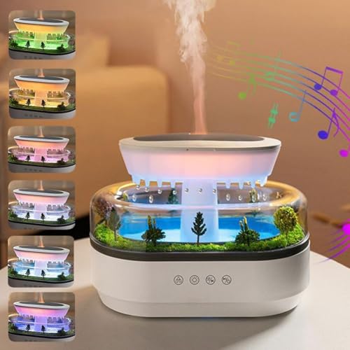 PKKP Rain Humidifier Diffusor, 250 ML Rregenwolken Aroma Diffusor für ätherische Öle mit 7 Farben Led Nachtlicht, Regen Luftbefeuchter mit Pilz Lampe Einstellbare Regentropfengröße (A) von PKKP