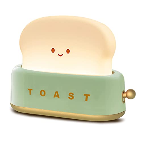 PKKP Toast Nachtlicht Kinder, Süßes LED Nachtlicht mit USB Wiederaufladbar und Timer, Tragbare Schlafzimmer-Nachttischlampe für Teen Teen Girls Boys Ladies (grün) von PKKP