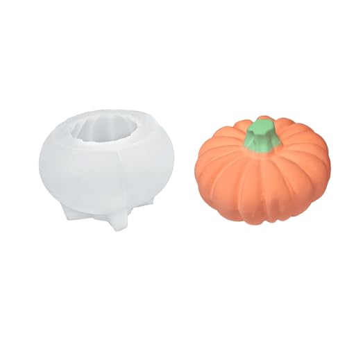 3D-Kürbis-Silikonform-Set – Halloween-Kerzenformen für selbstgemachte gruselige Geister, Wachs, Aromatherapie-Seife und Gips-Dekor – leicht zu lösender Bastelset, 5-teilig, fetter Kürbis von PKRANZYHKAL