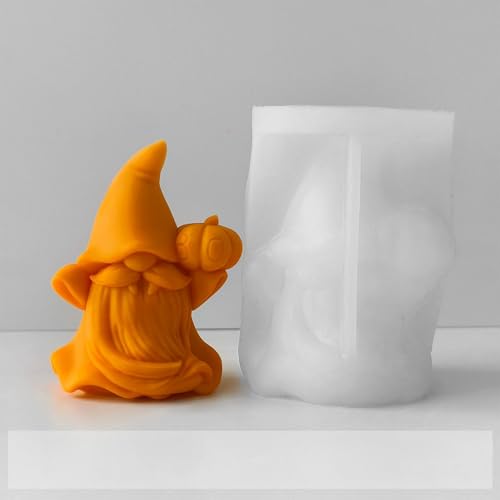 3D-Zwergen-Silikonform für selbstgemachte gruselige Kerzen, Wachs, Harz, Premium-Kerzenformen und Silikon-Bastelset (BPA-frei), 2 Stück, Kürbis-Zwerg von PKRANZYHKAL