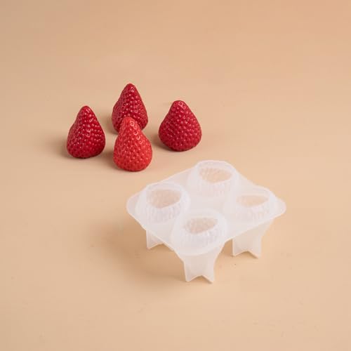 Silikonform | 3D-Silikonformen zur Kerzenherstellung, wiederverwendbare 4-Cavity-DIY-Formen, realistische Erdbeerkerzen, ätherisches Öl und Harz-Kunstbedarf, 3 Stück, mittelgroß Silikonform | 3D-Silikonformen zur Kerzenherstellung, wiederverwendbare 4-Cavity-DIY-Formen, realistische Erdbeerkerzen, ätherisches Öl und Harz-Kunstbedarf, 3 Stück, mittelgroß von PKRANZYHKAL