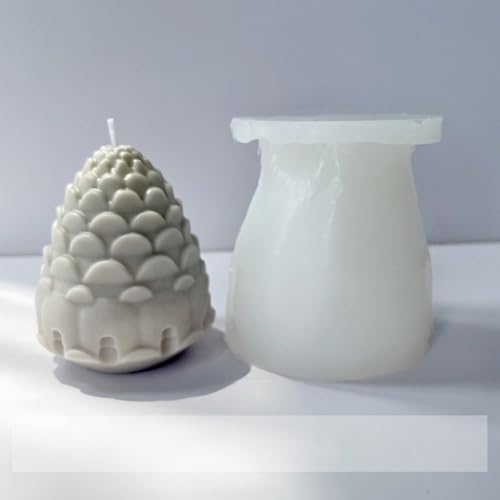 Tannenzapfen-Silikon-Kerzenform-Set – DIY Weihnachtskerzenformen zur Kerzenherstellung, wiederverwendbare Feiertags-Bastelsets für Wachs, Harz, Seife (Moldes para Velas), 2 Stück, H0976 von PKRANZYHKAL