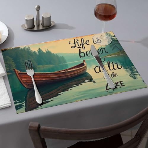 Moderne Bauernhaus-Dekoration, "Life Is Better At The Lake", hitzebeständige Tischsets für die Arbeitsplatte, Frühlings-Tischset (1 Stück) von PKRD