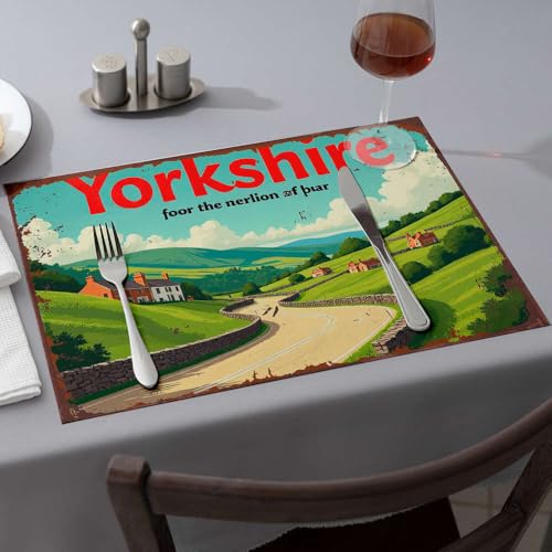 Moderne Bauernhaus-Dekoration, Yorkshire: Ein Land der Schönheit und Geschichte, Esstischsets, hitzebeständige Matten für Arbeitsplatte, Frühlings-Tischset (1 Stück) von PKRD
