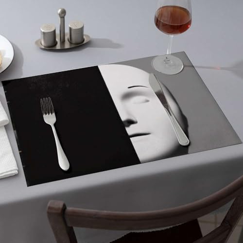Tischläufer, weiße Maske, teilweise von Dunkelheit verdeckt, Esstischsets, Küche und Esszimmer, Western-Tischdecke (4 Stück) von PKRD