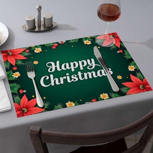 Tischläufer für den Sommer, Motiv: Happy Christmas! Esszimmer-Tischsets, Western-Tischdecke, rosa Tischsets (1 Stück) von PKRD