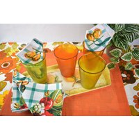 Retro Flare 1970Er Jahre Sommer-Getränkeset Für Den Außenbereich. Tassen, Servietten, Serviertablett von PKTreasureHunting
