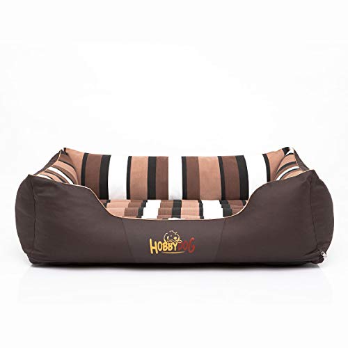 HobbyDog Hundebett Hundekorb Hundesofa für Haustier Grosse Hunde Waschbar - Comfort XXXL - Braun mit Streifen von Hobbydog