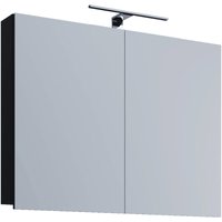 VCB1 Bad Wandschrank m Spiegel Spiegelschrank 80 cm inkl Licht Schwarz 56-914881 von PKline