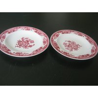 2Er Set Vintage Mitterteich Bavaria Rot Floral 9 Zoll Suppenschüsseln von PKsLoft
