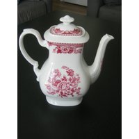 Vintage Mitterteich Bavaria Rot Floral 9 Zoll Hohe Kaffeekanne von PKsLoft