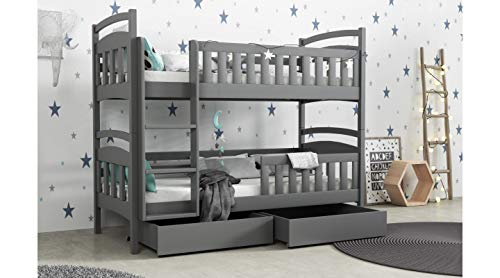 Bambino 5 Etagenbett Kinderbett Hochbett Doppelbett weiß grau Kiefer (garu, Links) von PL MARKET